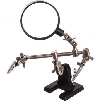 Держатель REXANT «ТРЕТЬЯ РУКА», 2 зажима, чугун, лупа (3х) 60 мм