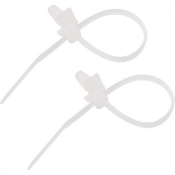 Хомут-стяжка REXANT нейлоновая с крепежным пистоном 190x4,8 мм, ø 3,2 мм, белая (100 шт/уп)