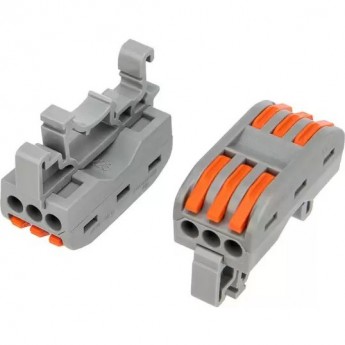 Клемма REXANT СМК 222-423D проходная 3-полюсная, с креплением на DIN-рейку (0,08-4 мм²), серая (5 шт./уп.) Клемма REXANT СМК 222-423D проходная 3-полюсная, с креплением на DIN-рейку (0,08-4 мм²), серая (5 шт./уп.)