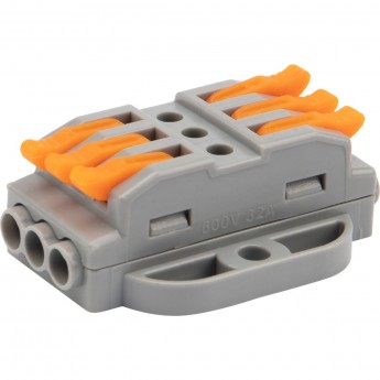 Клемма REXANT СМК 222-423P проходная 3 полюса, с монтажной площадкой (0,08-4 мм²), серая (25 шт./уп.) Клемма REXANT СМК 222-423P проходная 3 полюса, с монтажной площадкой (0,08-4 мм²), серая (25 шт./уп.)