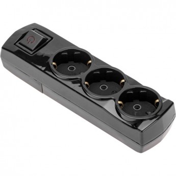 Колодка REXANT PREMIUM 3 гнезда, с/з, с выключателем, черный