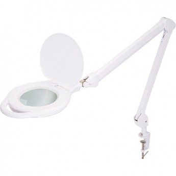 Лупа на струбцине REXANT круглая 5D с подсветкой 96 SMD LED, теплый и холодный свет, ø127мм, белая (8060)