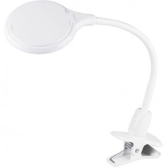 Лупа настольная 3D REXANT с подсветкой 30 LED, прищепка в блистере, белая