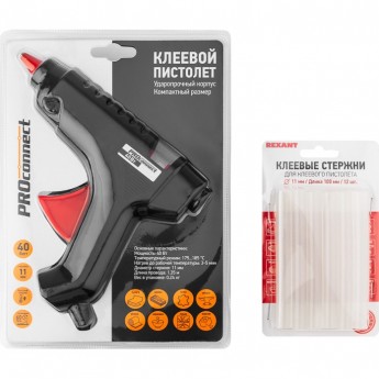 Набор для творчества REXANT ПК02 пистолет 40 Вт, стержни 11 мм Набор для творчества REXANT ПК02 пистолет 40 Вт, стержни 11 мм