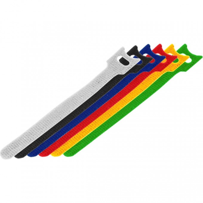 Набор хомутов-стяжек многоразовых REXANT на липучке 210х16 мм, цветные (12 шт/уп) 07-7210