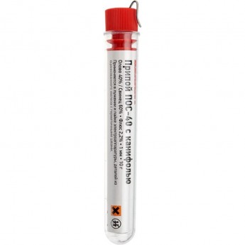 Припой с канифолью REXANT ПОС-40, 10 г, Ø1.0 мм, (олово 40%, свинец 60%), колба Припой с канифолью REXANT ПОС-40, 10 г, Ø1.0 мм, (олово 40%, свинец 60%), колба