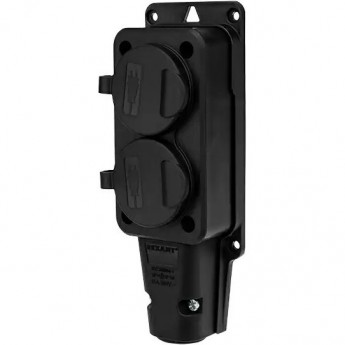 Розетка REXANT штепсельная двухместная влагозащищенная, с/з, 16 А, IP54 каучук Розетка REXANT штепсельная двухместная влагозащищенная, с/з, 16 А, IP54 каучук