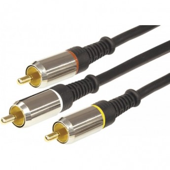 Шнур REXANT 3 RCA - 3 RCA 1.5 м черный gold-металл