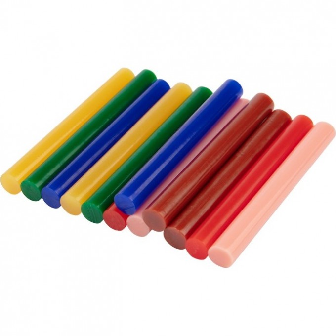 Стержни клеевые REXANT Ø11 мм, 100 мм, цветные (12 шт/уп), блистер 09-1230