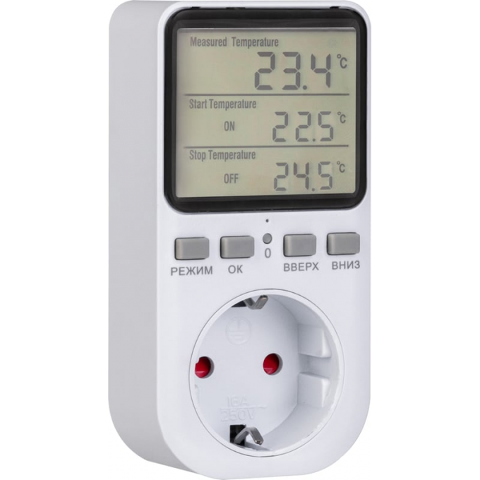 Терморегулятор цифровой REXANT 16А-01 в розетку, белый 51-0800