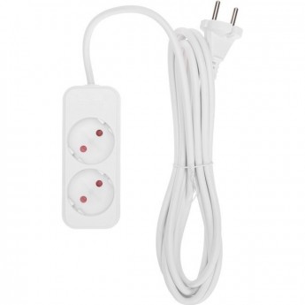 Удлинитель REXANT STANDARD 2 гнезда, 3м, 2х1,0мм², б/з, белый