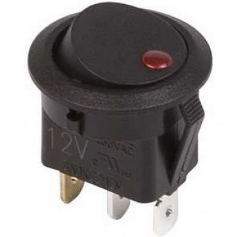 Выключатель клавишный REXANT RWB-214 20А круглый черный с красной подсветкой Выключатель клавишный REXANT RWB-214 20А круглый черный с красной подсветкой